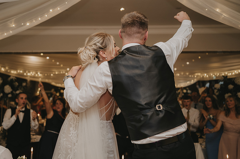 a man and woman dancing
